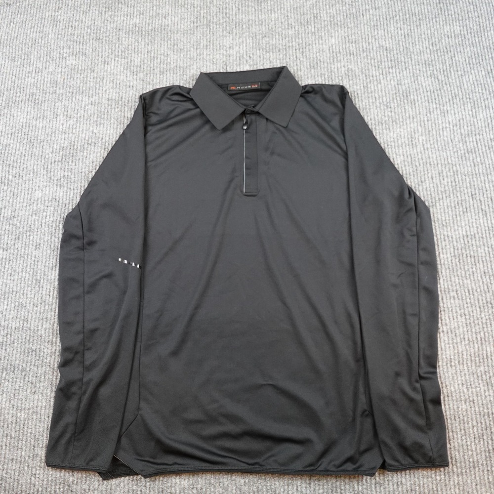 KJUS FRX Polo Shirt Mens EU 52 Black Long Sleeve 1/4 Zip MS25-113 Stretch